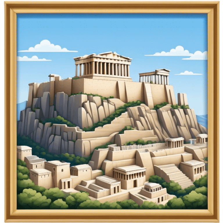 Cinematic Realistic Acropolis Landmark Emoji, showcasing ancient ruins set against a clear sky rendered with intricate detail and timeless lighting. emoji