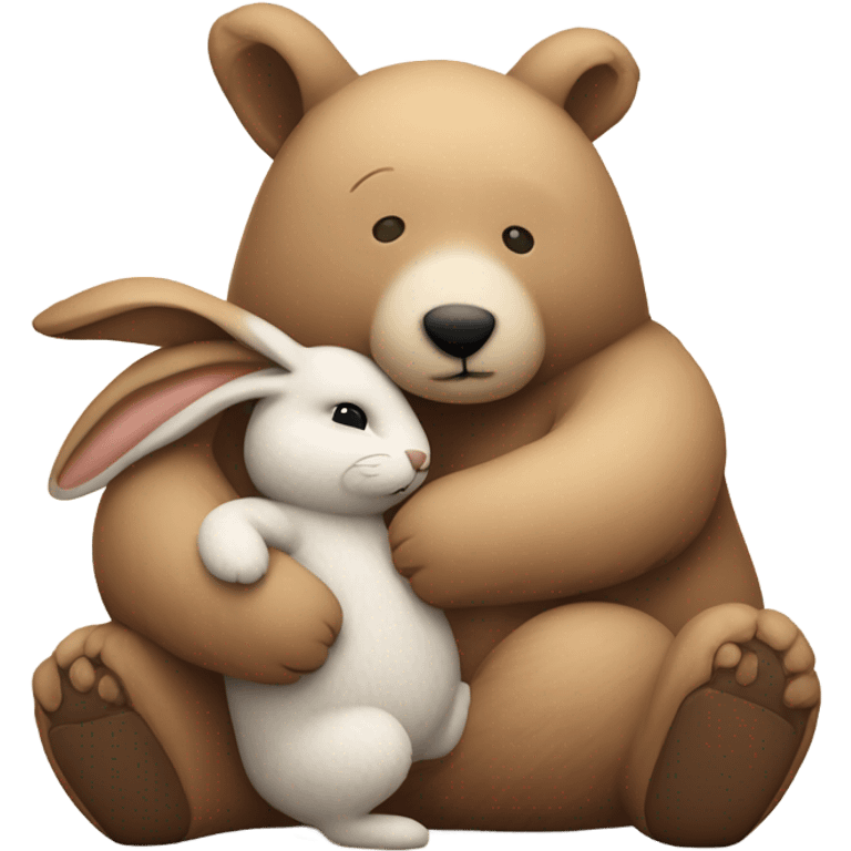 Bear and rabbit snuggle  emoji