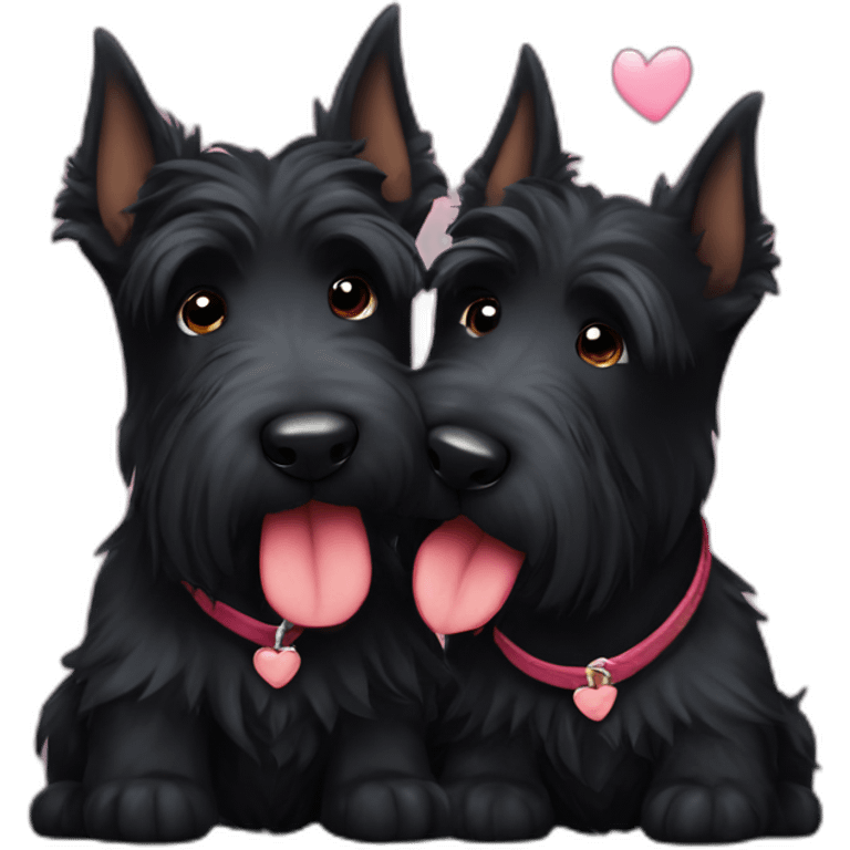 Two black Scottish terrier kissing emoji