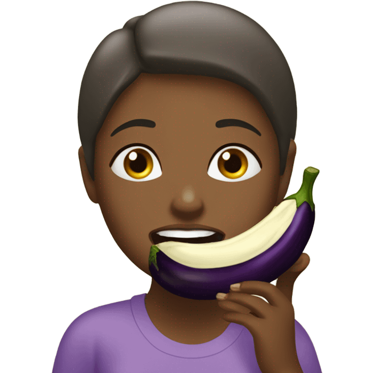 Girl eating eggplants emoji