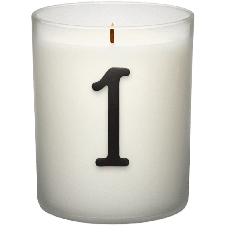 White glass candle RX black letters emoji