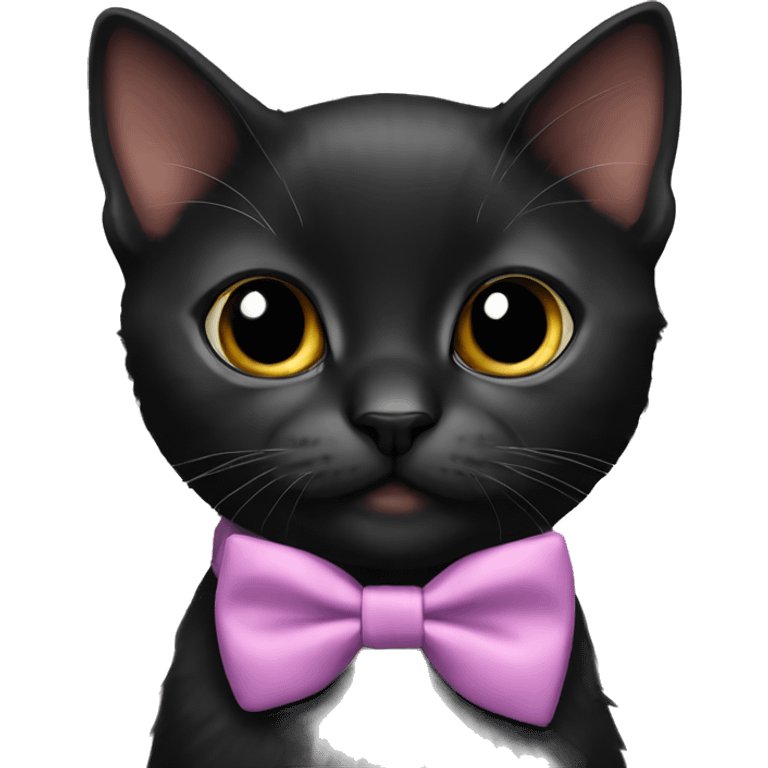 black kitten wearing bow tie emoji