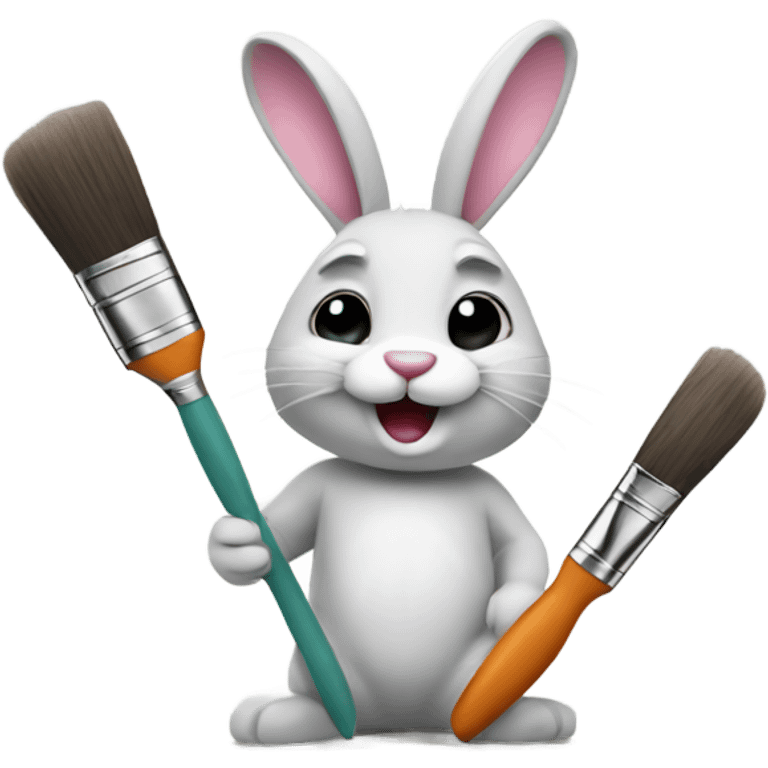 Bunny with paint brush emoji