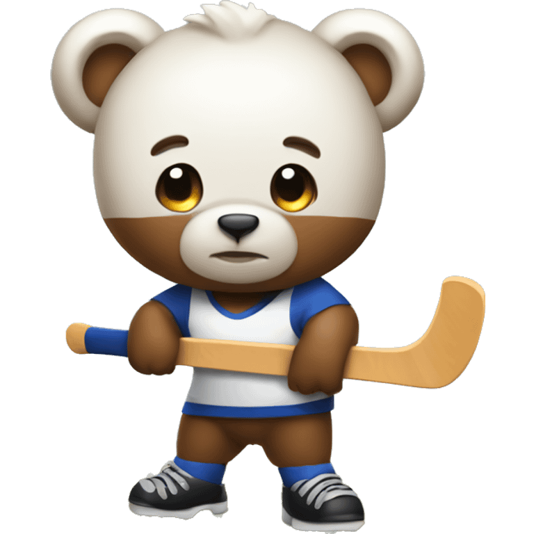 Bear with a field hockey stick  emoji