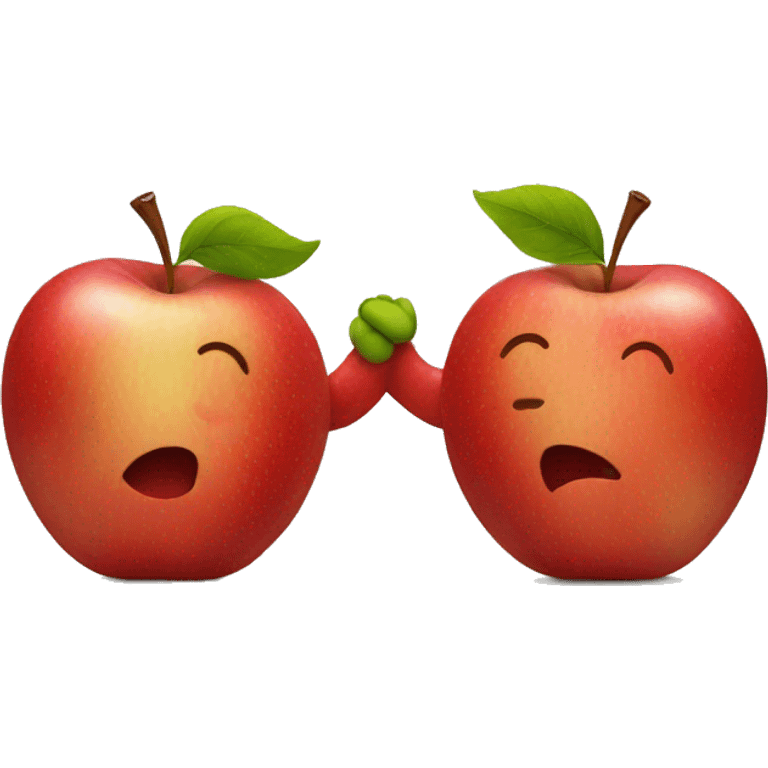 two apples holding hands emoji