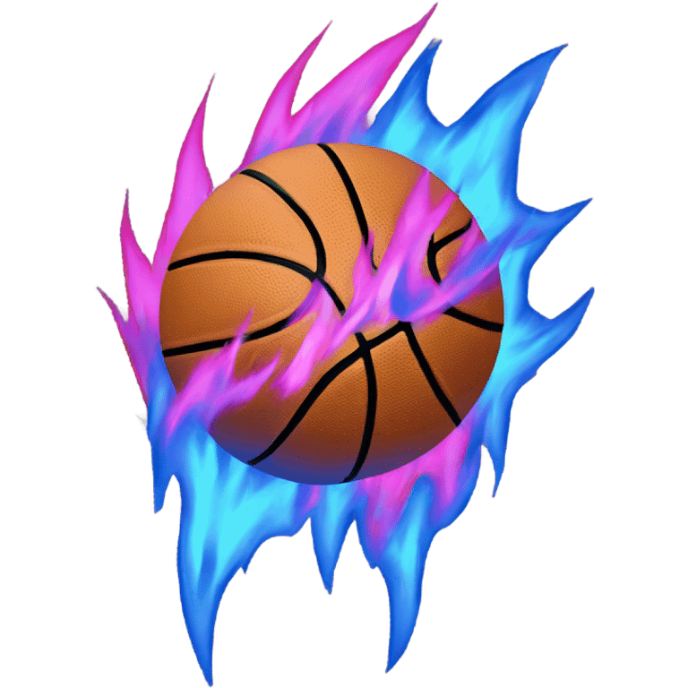 Basketball with pink and blue flames emoji