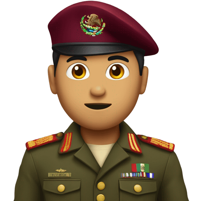 Mexican Soldier with maroon beret saluting emoji