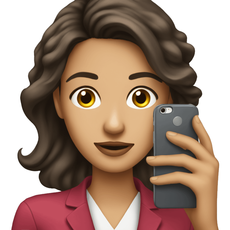 Beautiful Brunette Woman talking on her cellphone emoji