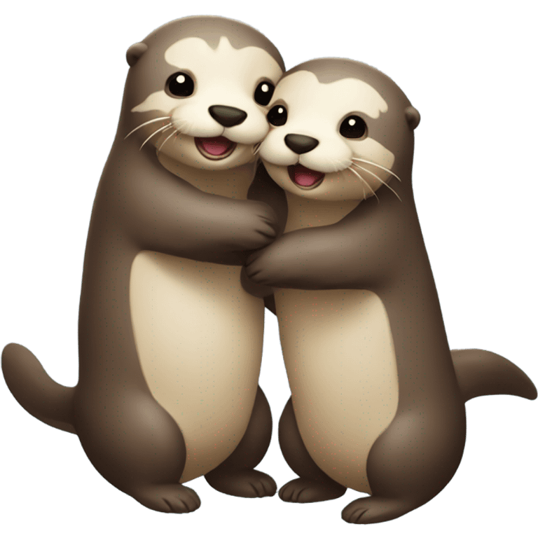 A happy Otter Couple hugging each other with love emoji