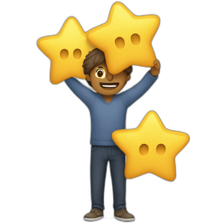 man holding up 5 stars emoji