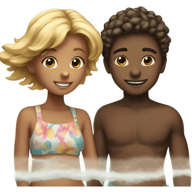 boy and girl at the beach sky emoji