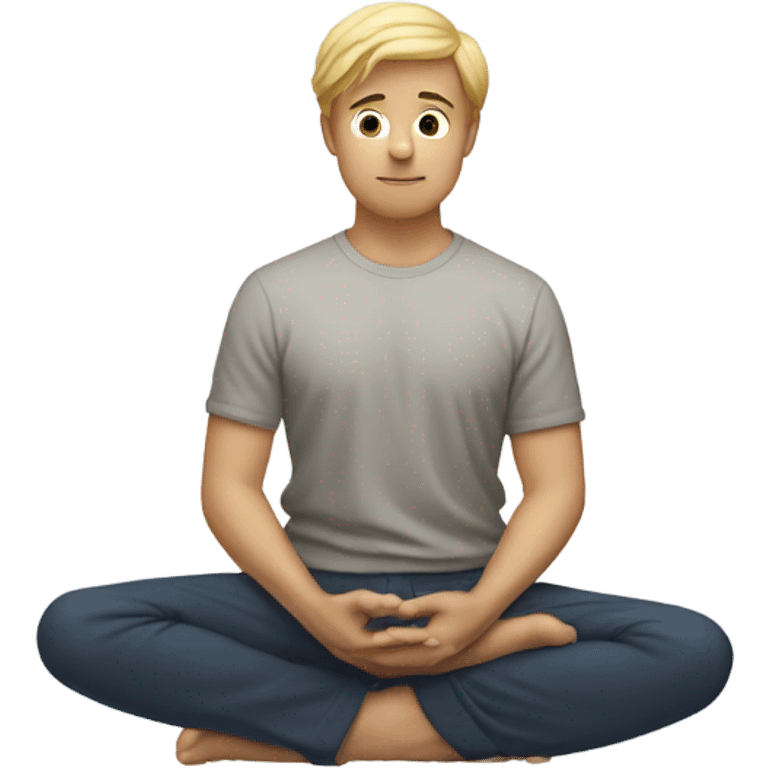 A man with blonde hair practicing yoga in the lotus pose, radiating serenity and focus emoji