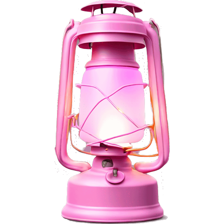 Realistic camping light pink lit camping lantern lisolated. emoji