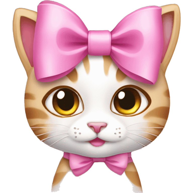 pretty pink bow on cat cartoon style emoji