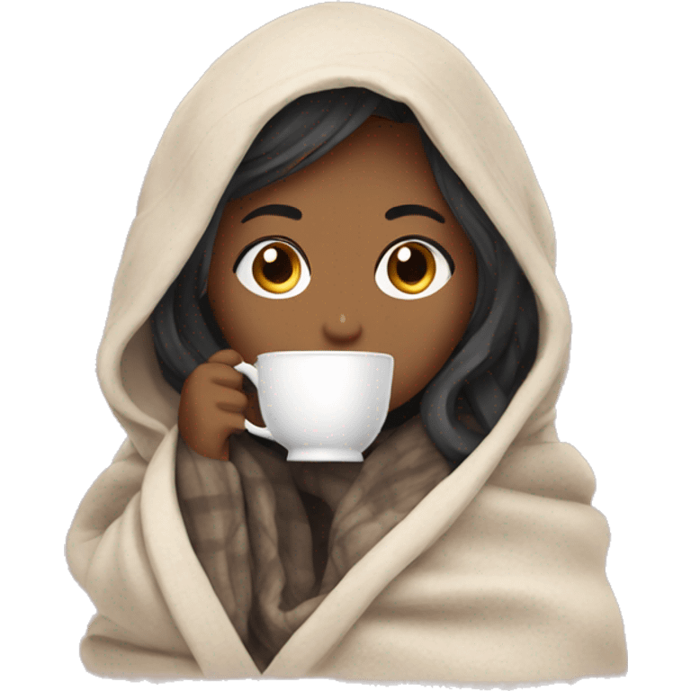 girl drinking tea in a blanket emoji