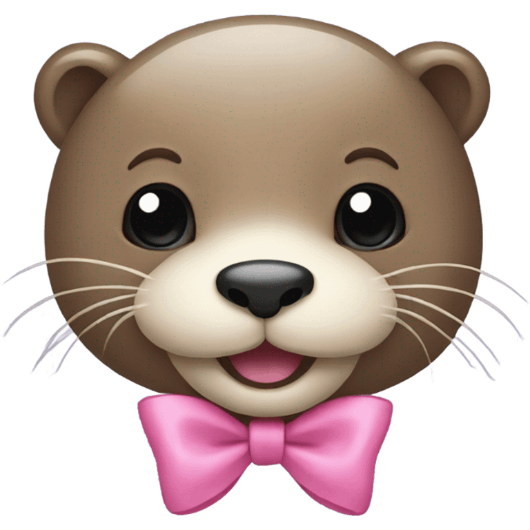 happy otter with pink bow emoji