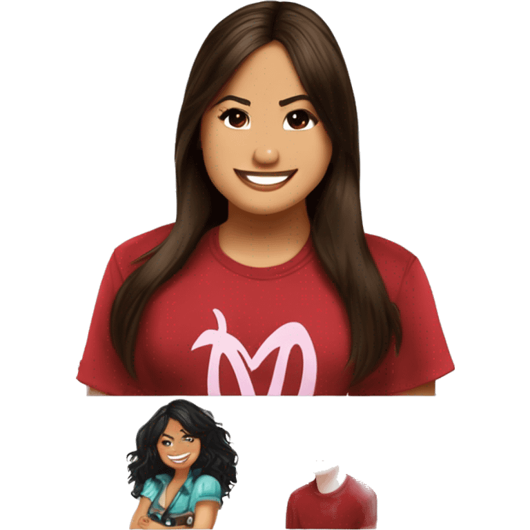 mitchie torres disney channel camp rock demi lovato mitchie torres camp rock red shirt straight brown hair camp rock emoji