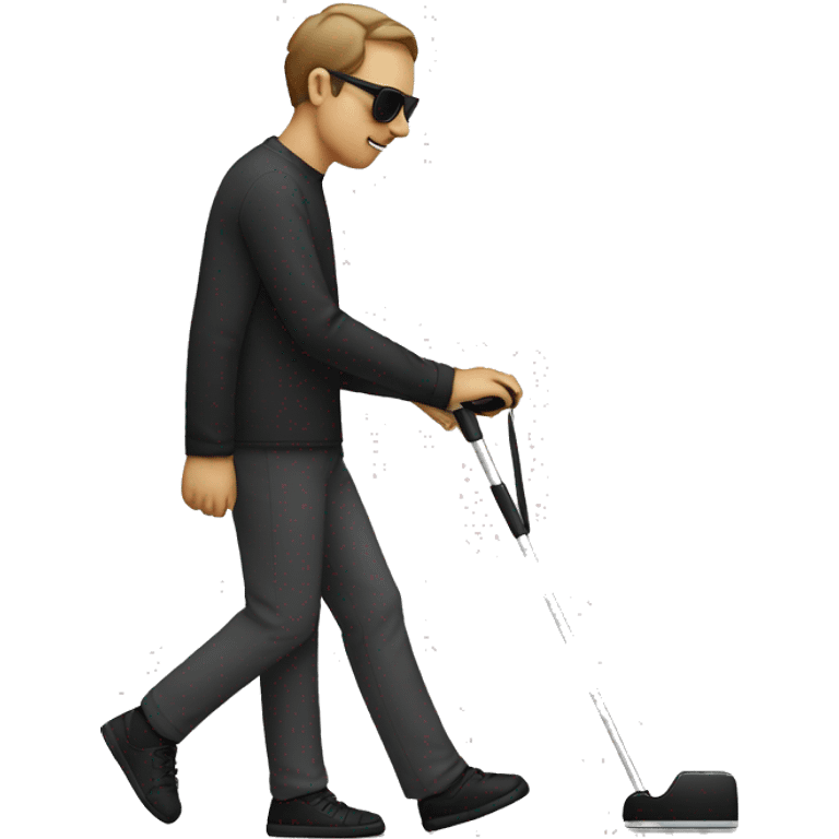 blind person walking with phone in his hand, he also wearing black sunglasses that blind people wear and also has the cane emoji