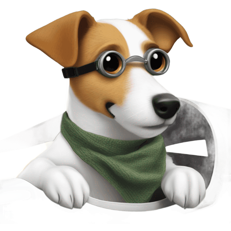 Jack Russel Terrier flying a plane emoji