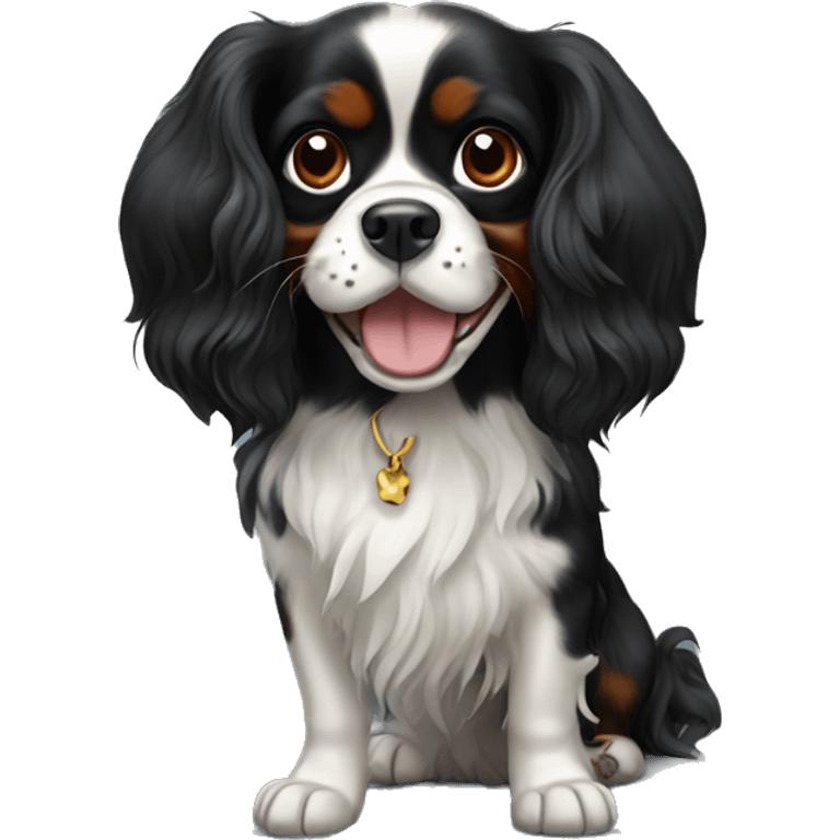 happy black king charles spaniel  emoji