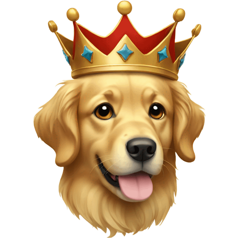 Golden retriever emoji with a crown emoji