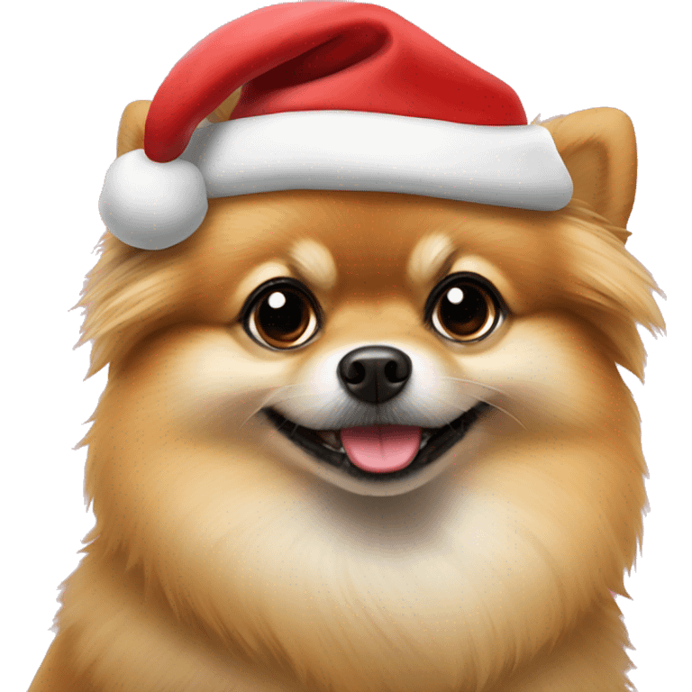 lulu pomeranian with santa claus hat
 emoji