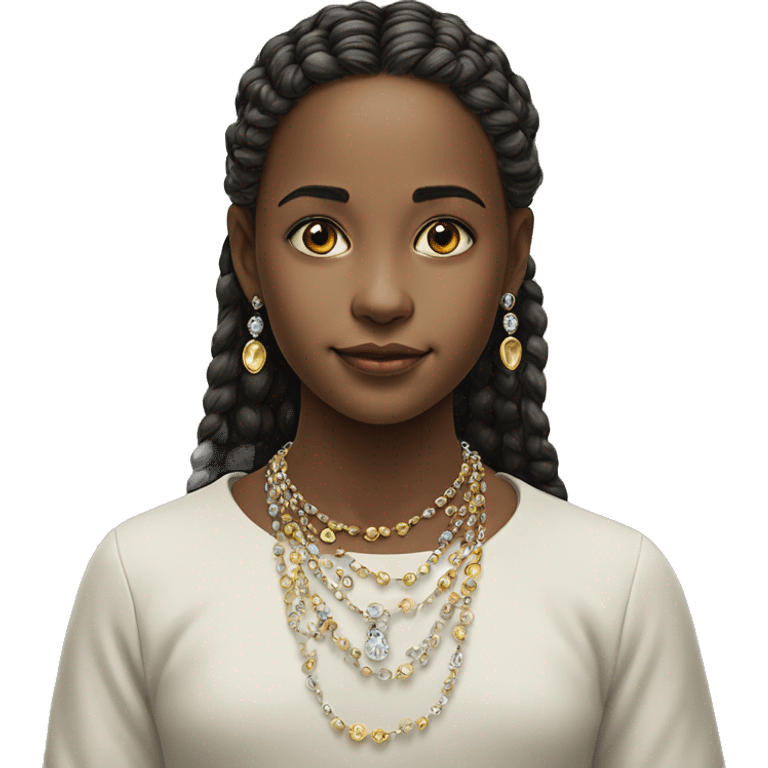 realistic portrait of girl with jewelry genervter Gesichtsausdruck emoji