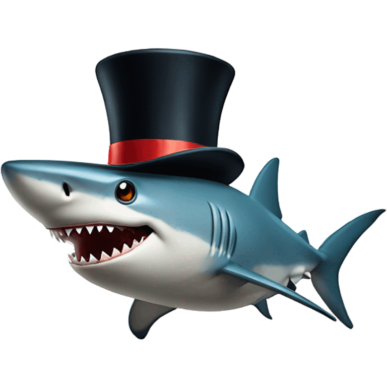 Shark with a top hat emoji