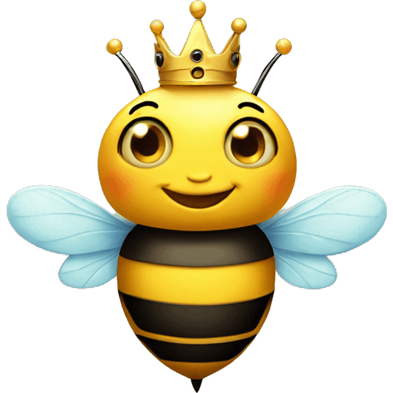 Cute bee with a crown on smiling emoji