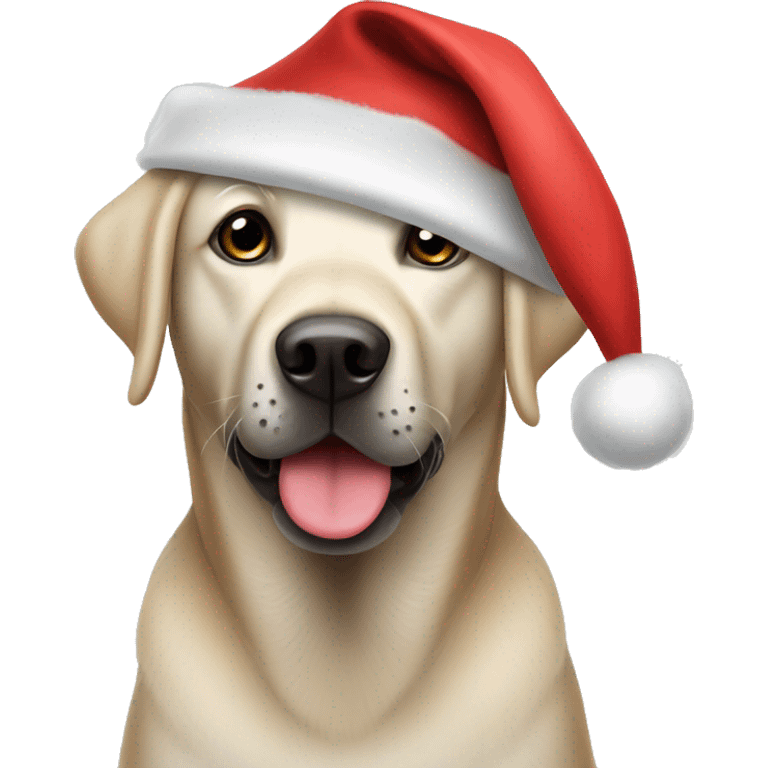 Black Labrador wearing a Santa hat emoji