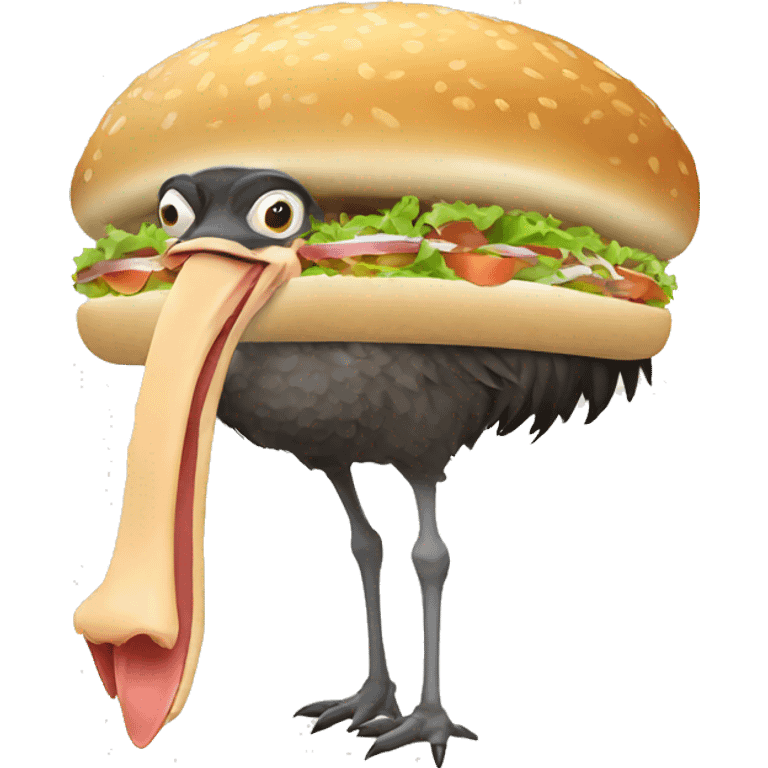 Ostrich eating a sub emoji