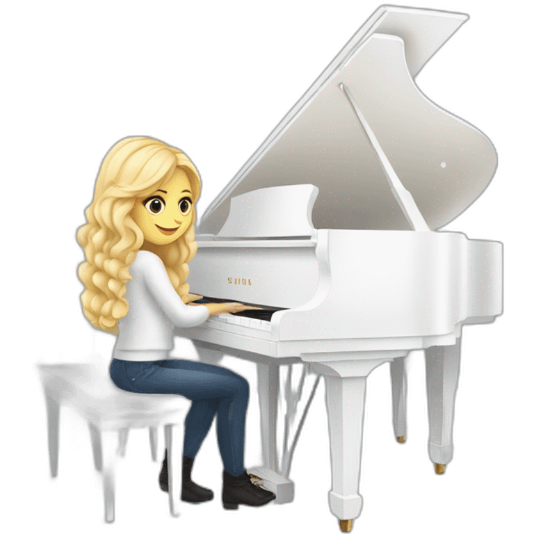 Blonde Piano girl is playing on the white piano the song about winter emoji