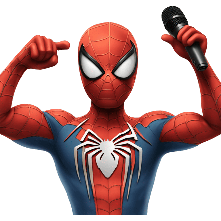 Spider-Man talking in a microphone emoji