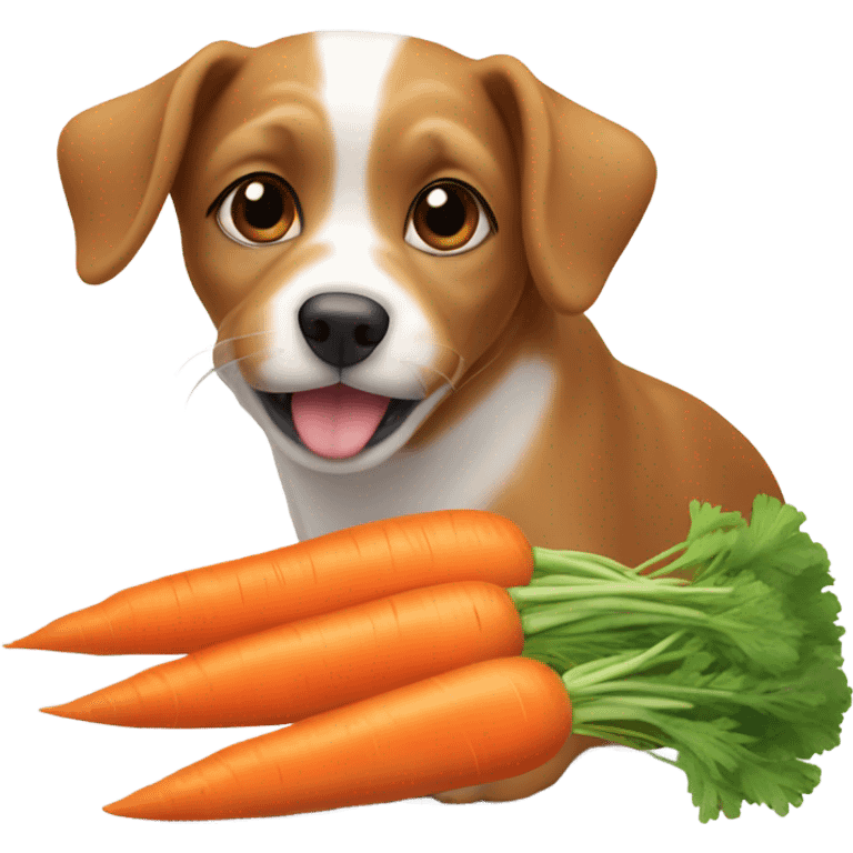 Mini dog eating carrots emoji