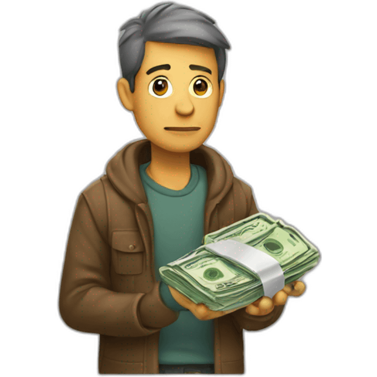 poor man with money emoji