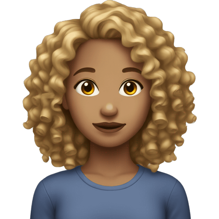 A girl with curly hair light skin  emoji