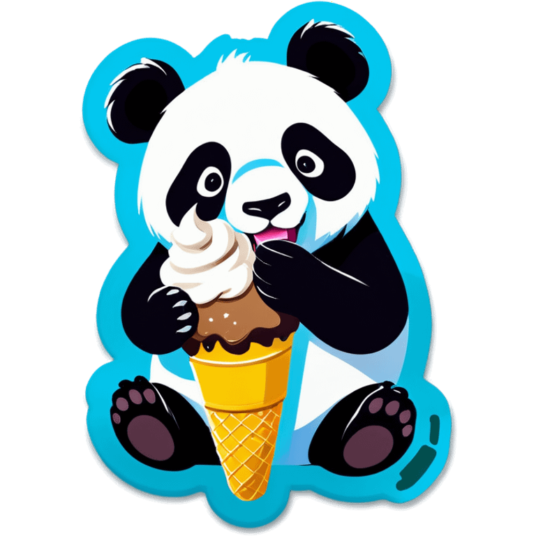 Panda eating ice cream emoji