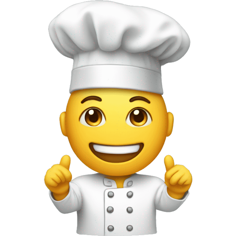 Emoji with chefs hat on holding hands up  emoji