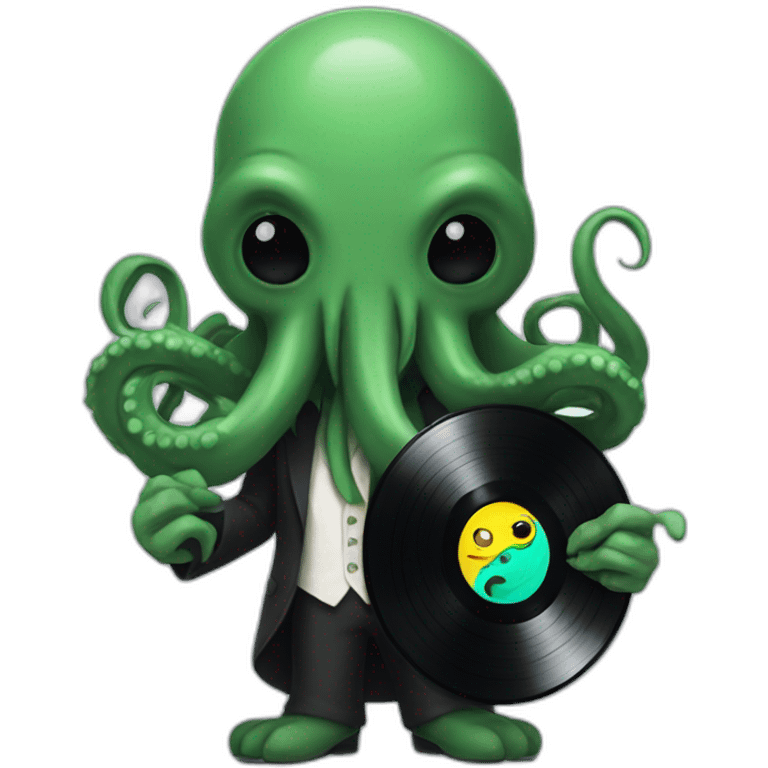 cthulhu holding a vinyl record emoji