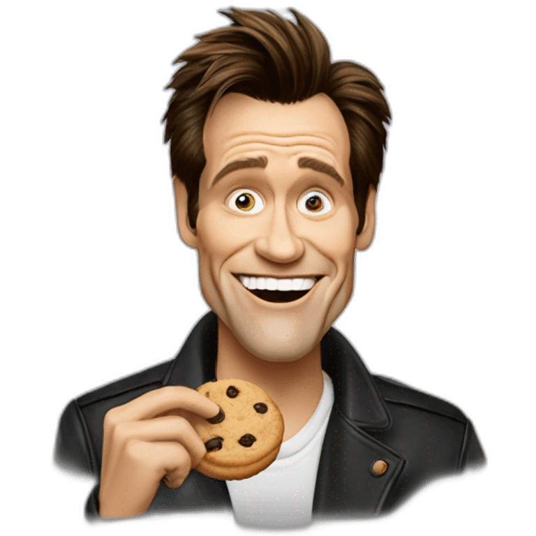 Jim Carrey eating a cookie emoji