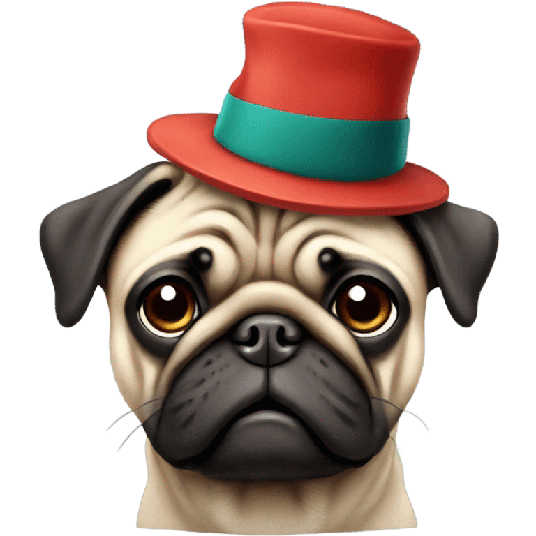 Pug with hat emoji