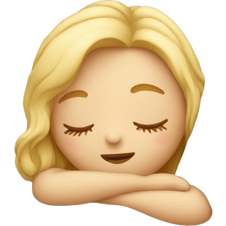 Blonde girl sleeping in bed emoji