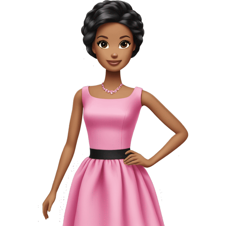 barbie doll pink dress black hair emoji