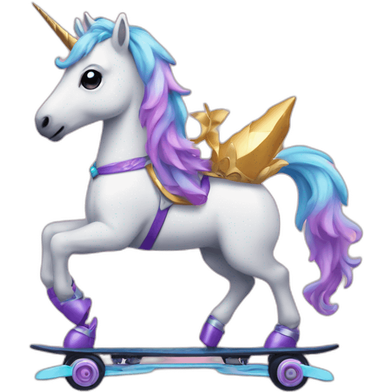 Unicornio con corona y patines emoji