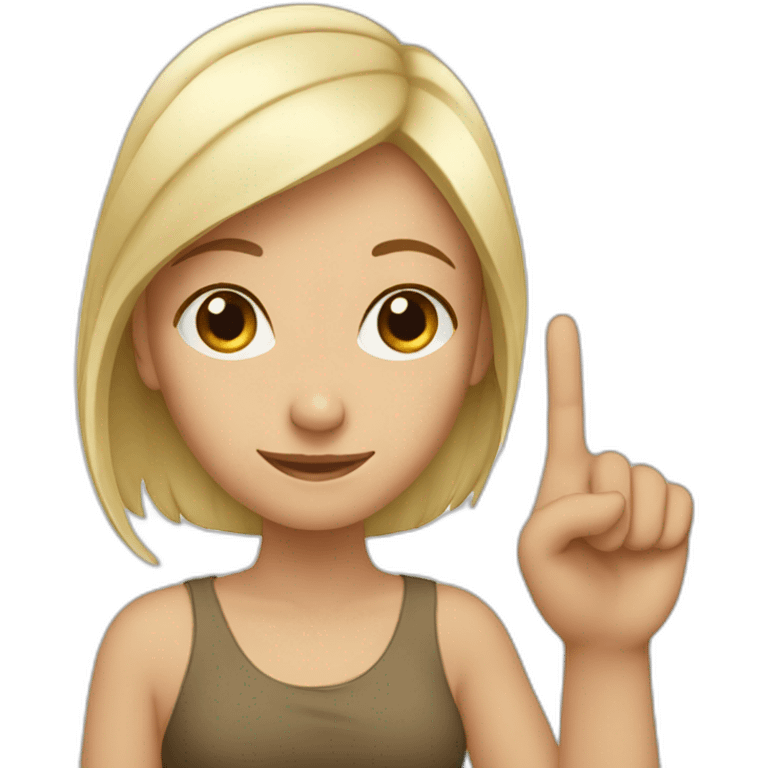 white woman shows peace with fingers emoji