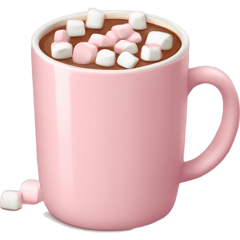 Light Pink mug of hot chocolate with marshmallows  emoji