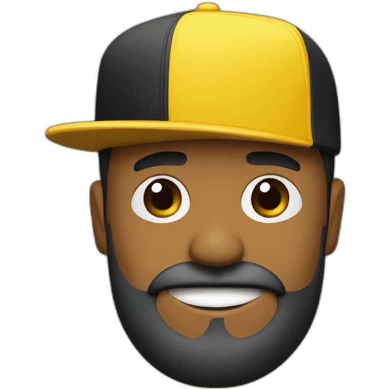 pez con barba, ropa amarilla y una gorra negra emoji