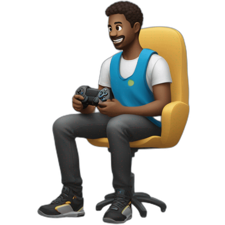 One guy playing video game with his ps5 emoji