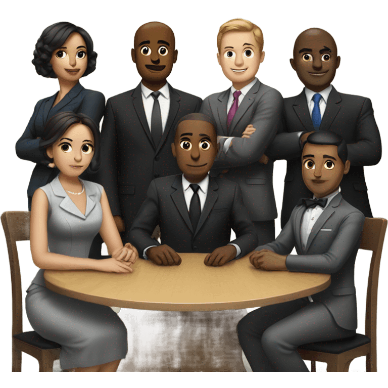 5 people in suits sitting at a table emoji