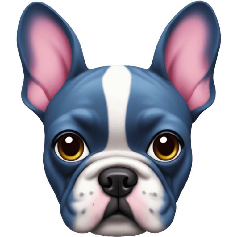 Blue frenchie with pink spike collar emoji